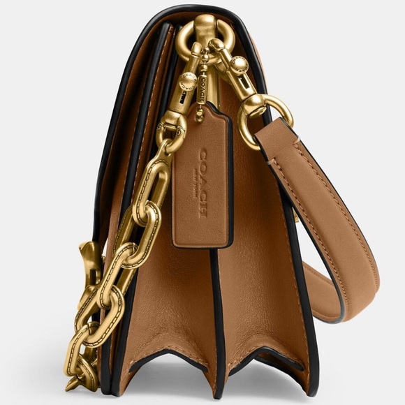 Coach Chain Tabby Shoulder Bag Brass/Honey Brown - Picture 4 of 12